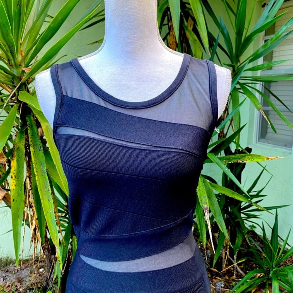 Black Sheer Cut Out Bondage Dress - Picture 8 of 9